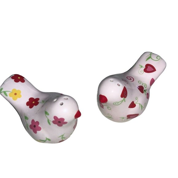 Floral and Heart Birds Salt/ Pepper Shakers - Picture 2 of 6